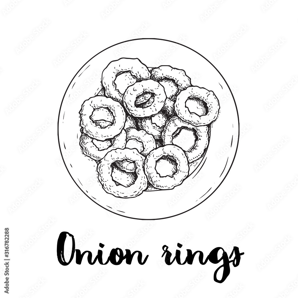 Fried Onion Rings with Tomato Dipping Sauce Vector Stock Vector -  Illustration of fastfood, away: 221420627