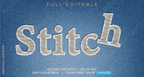 text font effect editable vector template, with the style of sewing thread, embroidery, and can be used for promotion fabrics, fashion, yarn, weaving and craft, easy to edit and adjust as needed