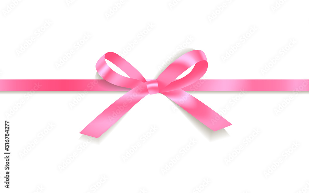 pink satin bows with horizontal ribbon isolated on white background. Vector holiday decoration. pink satin bows with horizontal ribbon isolated on white background. Vector holiday decoration.