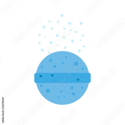 Bath bomb isolated on transparent background. Pink cosmetic spa ball with shadow. Realistic style. Vector illustration.