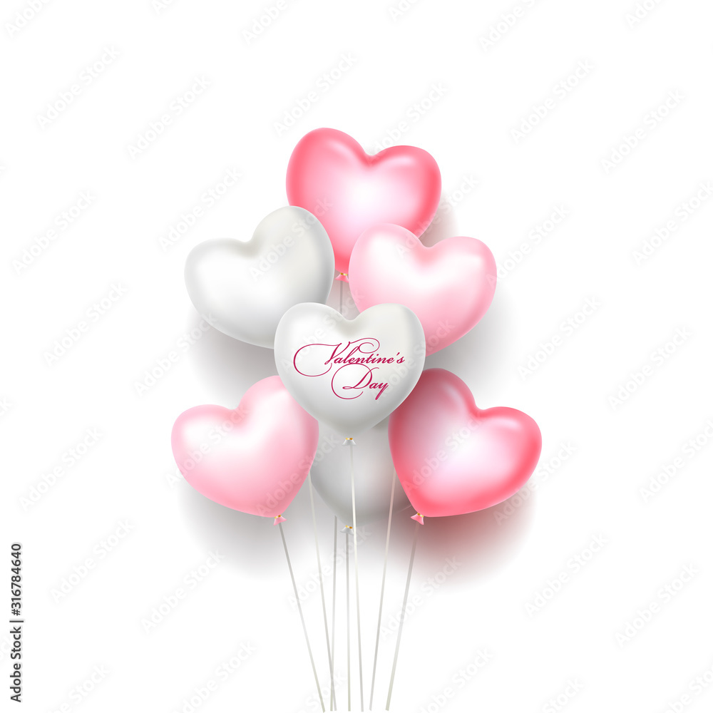 Realistic pink balloons isolated on white background. Vector illustration.