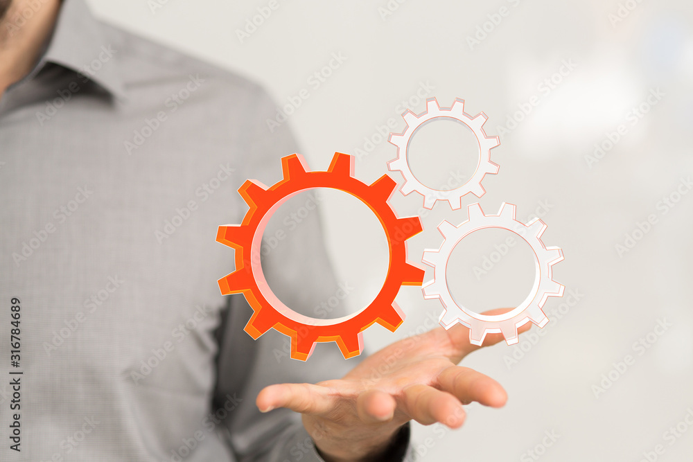 Business, Internet and technology concept. Business select gear icon on virtual screen. Business, Internet and technology concept. Business select gear icon on virtual screen.