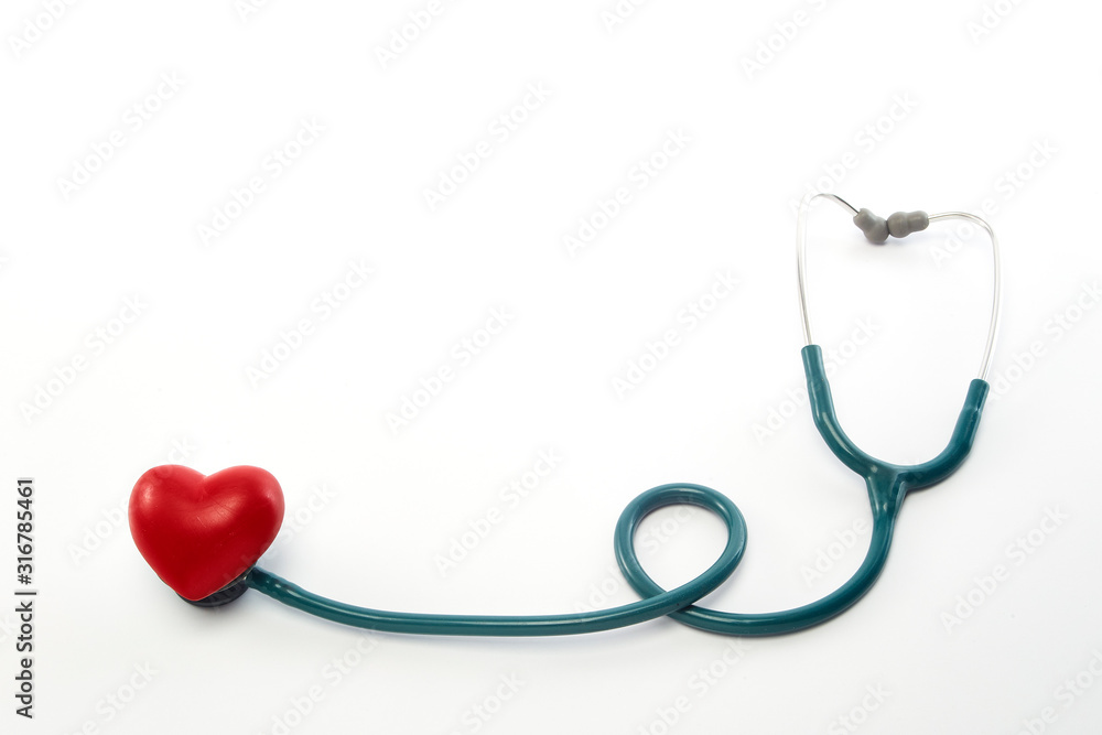 Stethoscope and Red Heart on White Background Stethoscope and Red Heart on White Background