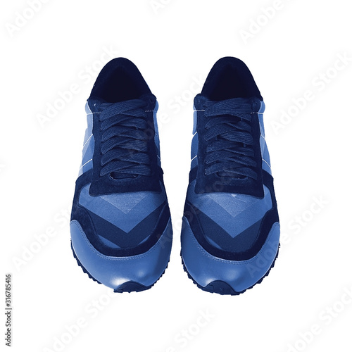 blue sneakers on a white background