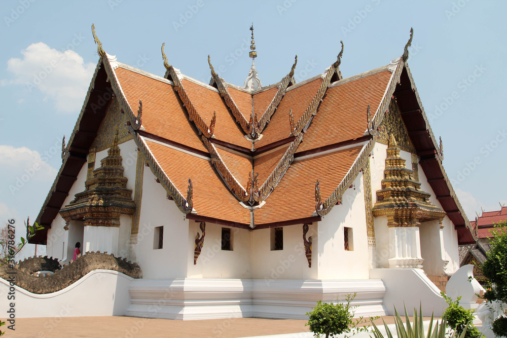The side of a church at Wat Phumin, Nan, Northern Thailand.