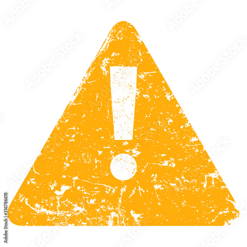 Triangle Warning Stamp with Exclamation Mark