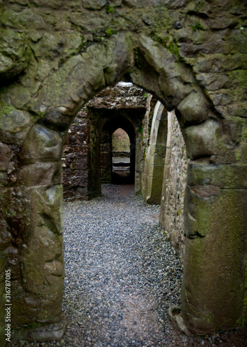 Looking through doorway in Quin Abbey, Ireland