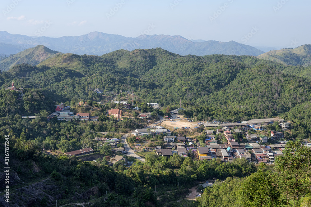 Fototapeta premium Viewpoint E-Tong Village, Kanchanaburi,Thailand.