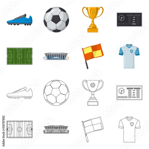 Vector design of soccer and gear sign. Set of soccer and tournament stock vector illustration.