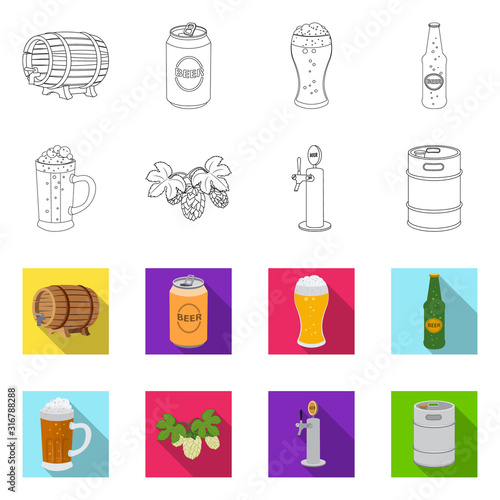 Isolated object of pub and bar logo. Collection of pub and interior stock vector illustration.
