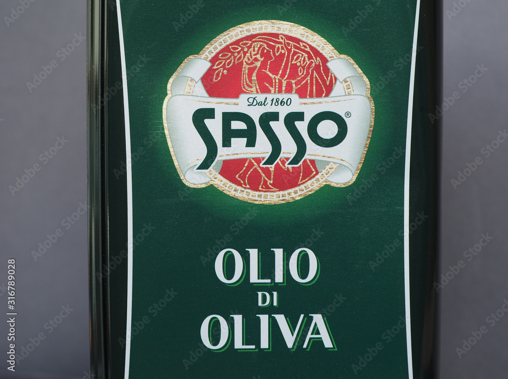 FLORENCE - JAN 2020: Olio Sasso Italian olive oil tin can Stock Photo |  Adobe Stock