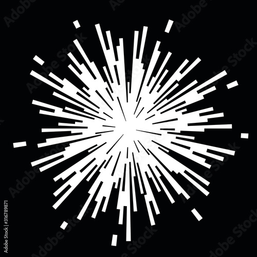 Comic book black and white radial lines background Manga or anime speed texture Superhero action frame Zoom effect Pop art gradient design Explosion vector illustration