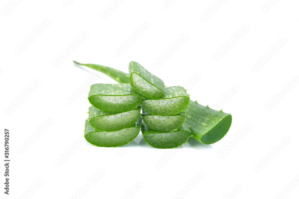 aloe vera fresh leaf. isolated over white aloe vera fresh leaf. isolated over white