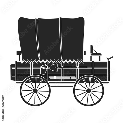 Western carriage vector icon.Black vector icon isolated on white background western carriage.