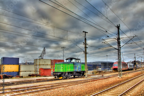 Harbor District with Railway in Moss, Norway