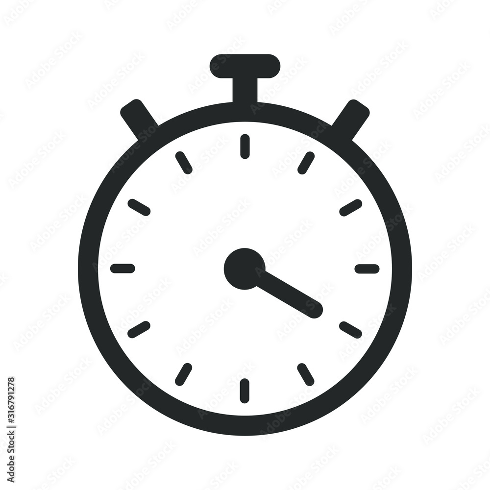 Cartoon flat style vintage analog timer clock icon. Time symbol logo.  Vector illustration image. Isolated on white background. Stock Vector