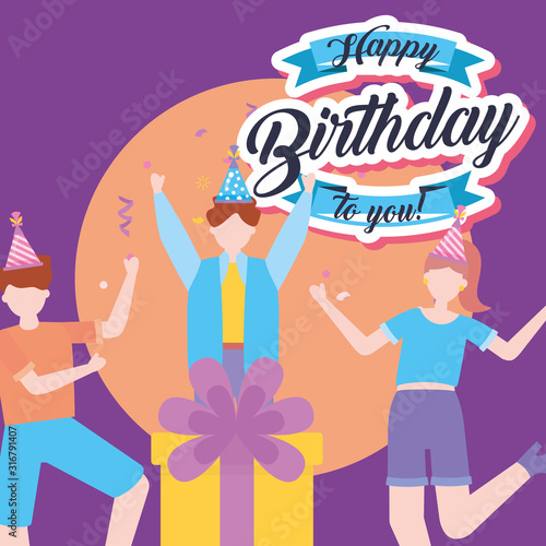 happy birthday party celebration with young people