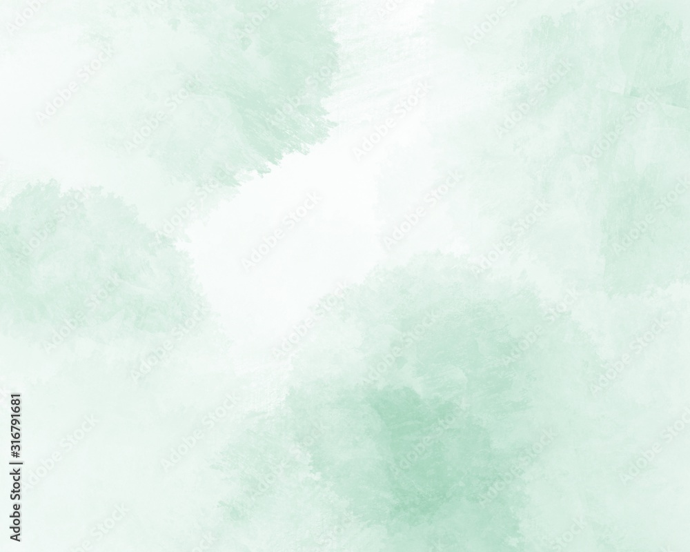 Light green abstract painted with watercolor paints on a white background