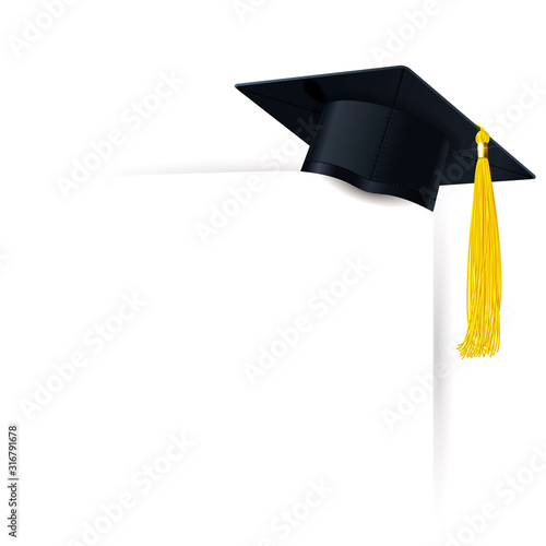 Graduate Cap with a Yellow Tassel and Diploma