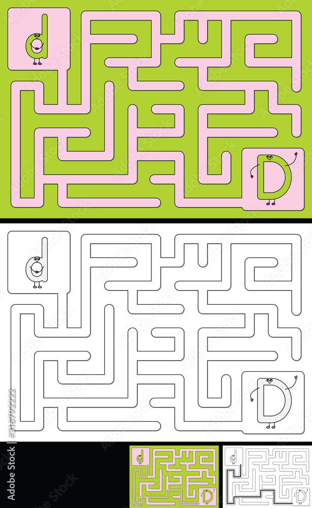 Easy alphabet maze - letter D Easy alphabet maze - letter D