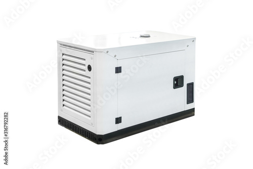 Mobile, portable mobile diesel or gasoline generator, control unit isolated on a white background.