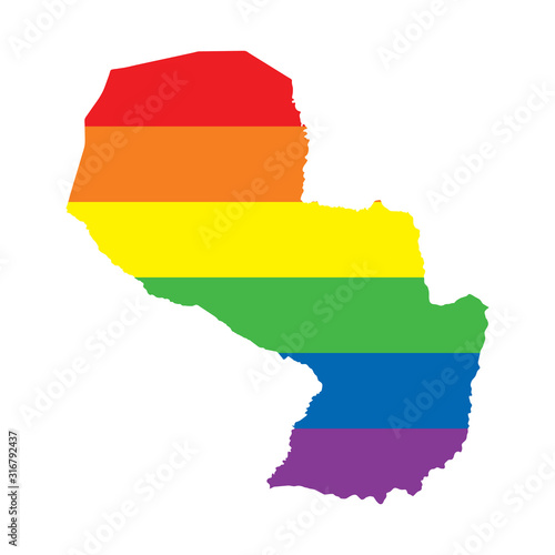Paraguay LGBTQ gay pride flag map