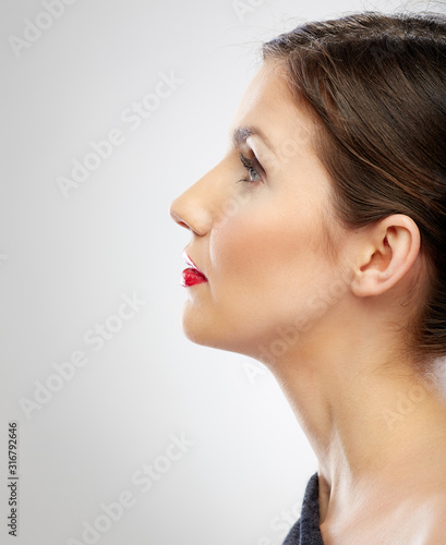 Beautiful woman profile isolated face