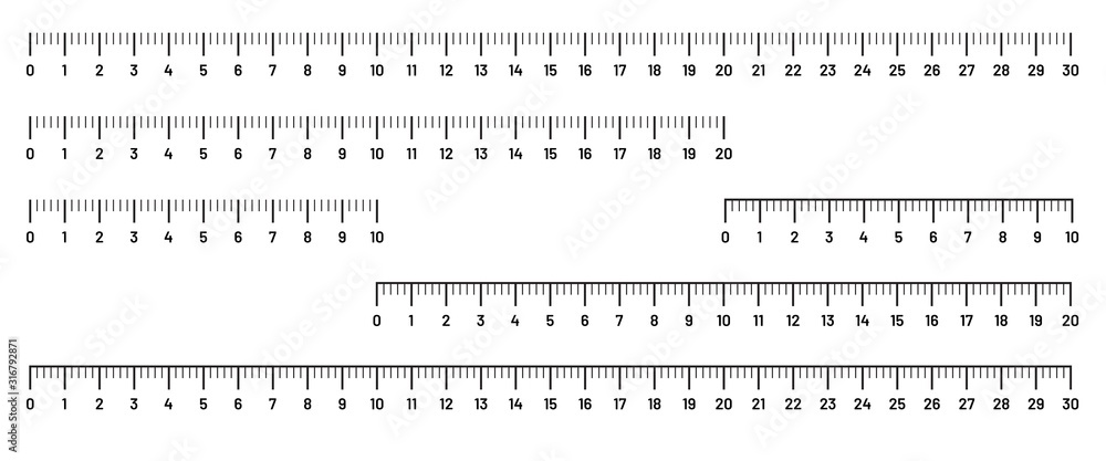 Marking rulers template: 10, 20 and 30 centimeters. Measure scale Marking rulers template: 10, 20 and 30 centimeters. Measure scale