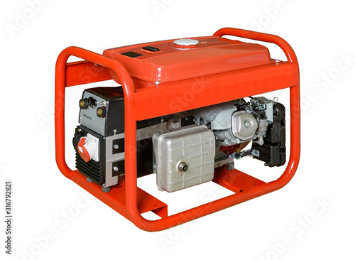 Mobile, portable mobile diesel or gasoline generator, control unit isolated on a white background.