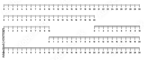 Marking rulers template: 10, 20 and 30 centimeters. Measure scale photo