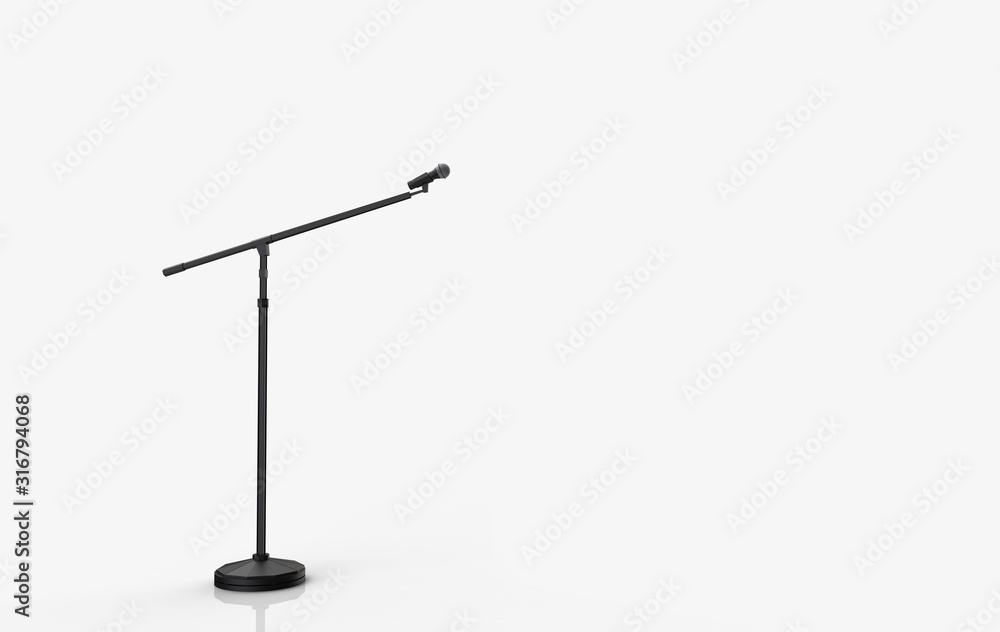3d rendering. A microphone stand podium on white background. 3d rendering. A microphone stand podium on white background.