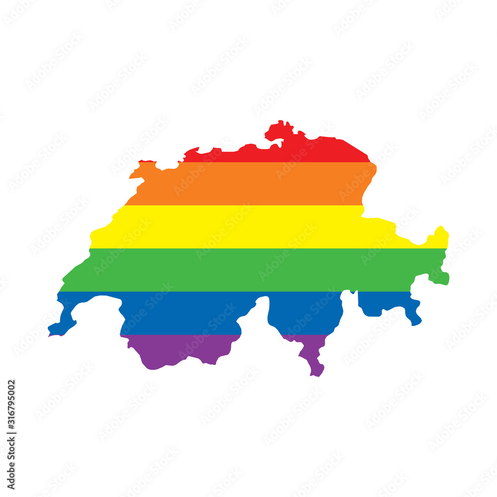 Obraz premium Switzerland LGBTQ gay pride flag map