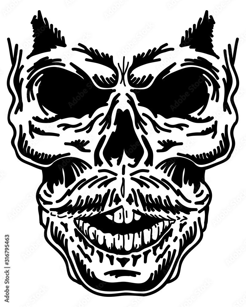 Fototapeta premium Stylized lines illustration of human skull