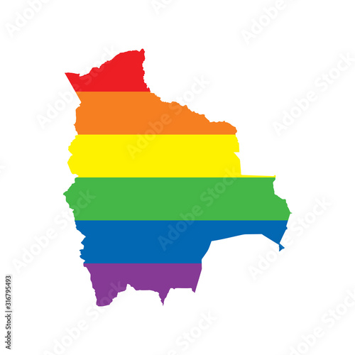 Bolivia LGBTQ gay pride flag map
