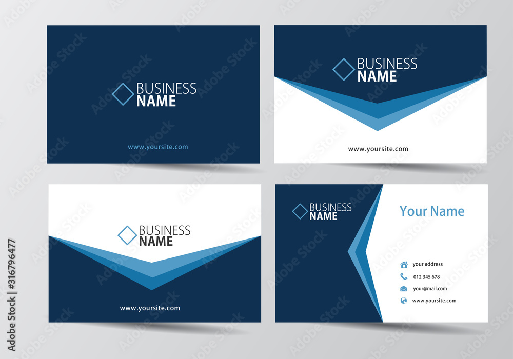 blue business card. visiting card template two sides
