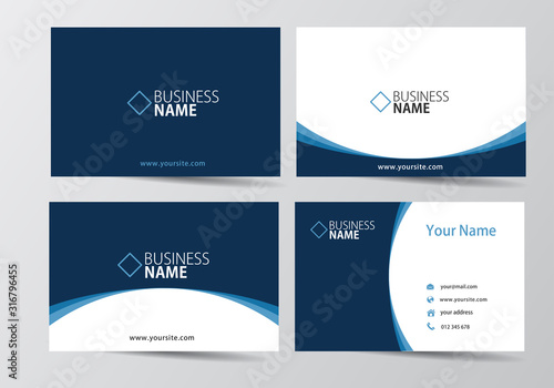 blue business card. visiting card template two sides