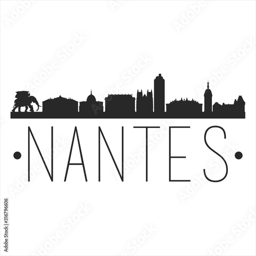Nantes France. City Skyline. Silhouette City. Design Vector. Famous Monuments. photo
