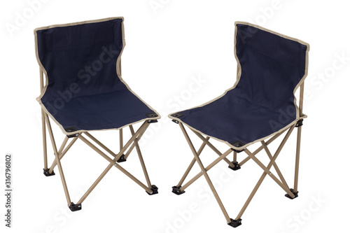 folding canvas camping chairs isolated on white