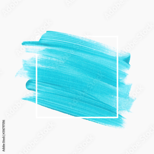 Art aqua paint abstract background. Brush stroke texture design vector over square frame. Perfect watercolor design for headline, logo and sale banner.