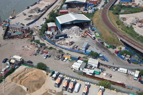 Arial View of Industrial construction and recycling plant