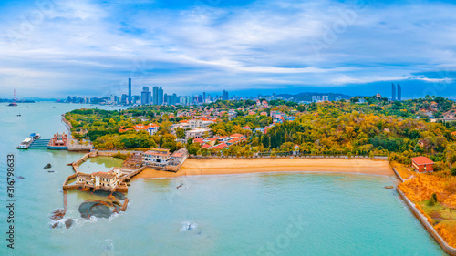 Aerial view of Gulangyu Island, Fujian Province, China