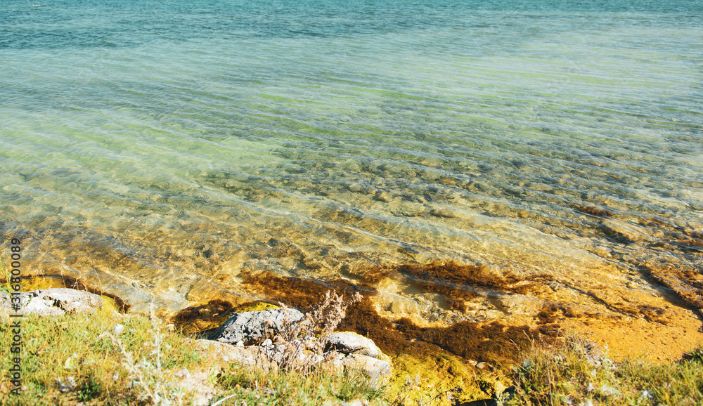 The amazing landscape with rock and beach The amazing landscape with rock and beach