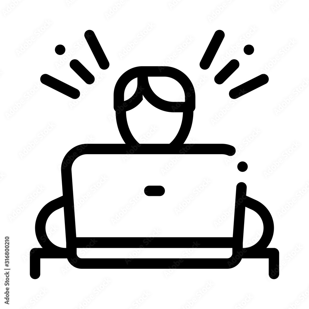 Stress Work Man Icon Vector. Outline Stress Work Man Sign. Isolated Contour Symbol Illustration Stress Work Man Icon Vector. Outline Stress Work Man Sign. Isolated Contour Symbol Illustration
