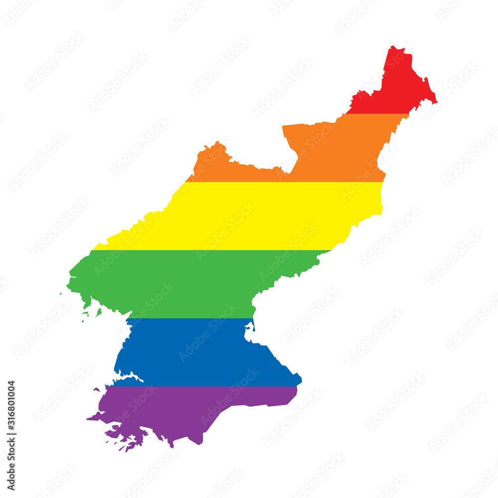 North Korea LGBTQ gay pride flag map North Korea LGBTQ gay pride flag map