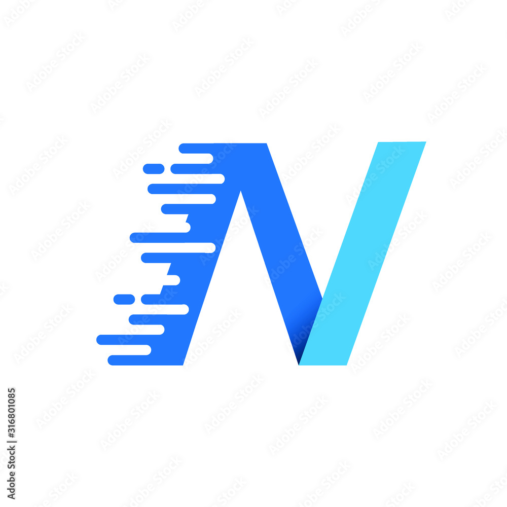 letter n digital logo with abstract concept. blue isolated white textiles. for company and graphic design. illustration vector letter n digital logo with abstract concept. blue isolated white textiles. for company and graphic design. illustration vector