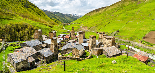 Chazhashi village in Upper Svaneti, Georgia photo