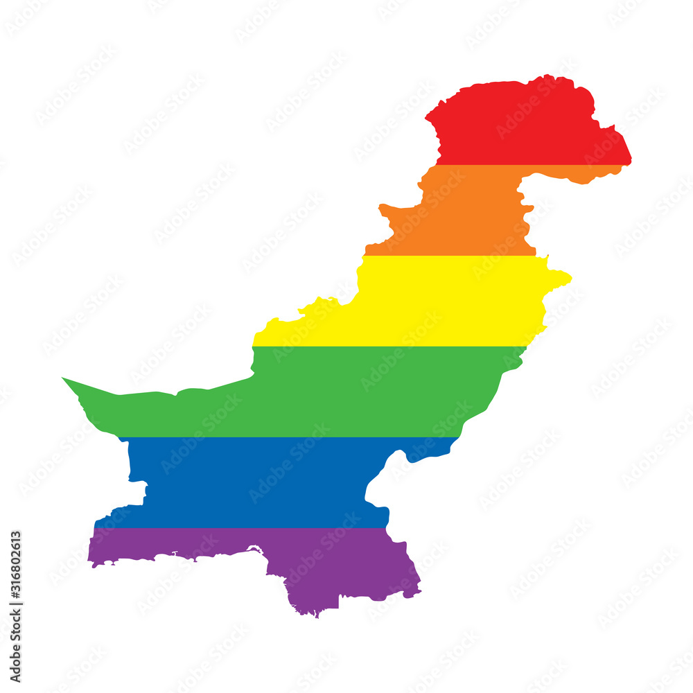 Pakistan LGBTQ gay pride flag map Pakistan LGBTQ gay pride flag map
