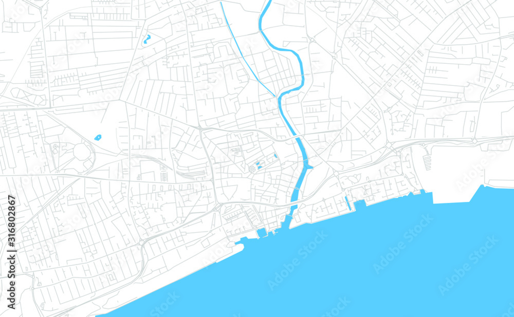 Fototapeta premium Kingston upon Hull, England bright vector map