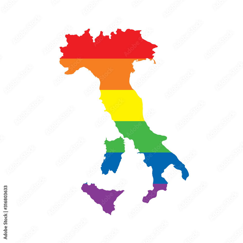 Italy LGBTQ gay pride flag map Stock Vector | Adobe Stock