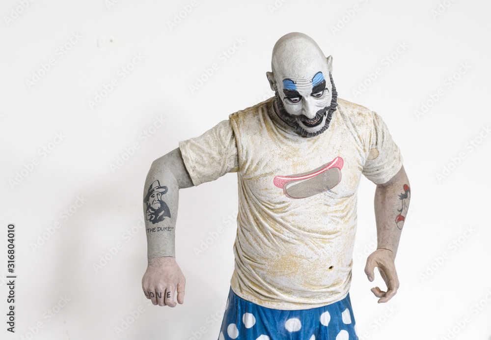 london, england, 05/05/2018 captain spaulding serial killer clown